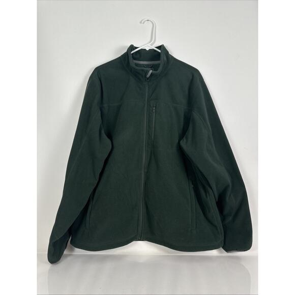 L.L. Bean Full Zip Fleece Jacket Forest Green Mens XL REG Hiking Outdoor Pockets - Picture 1 of 8